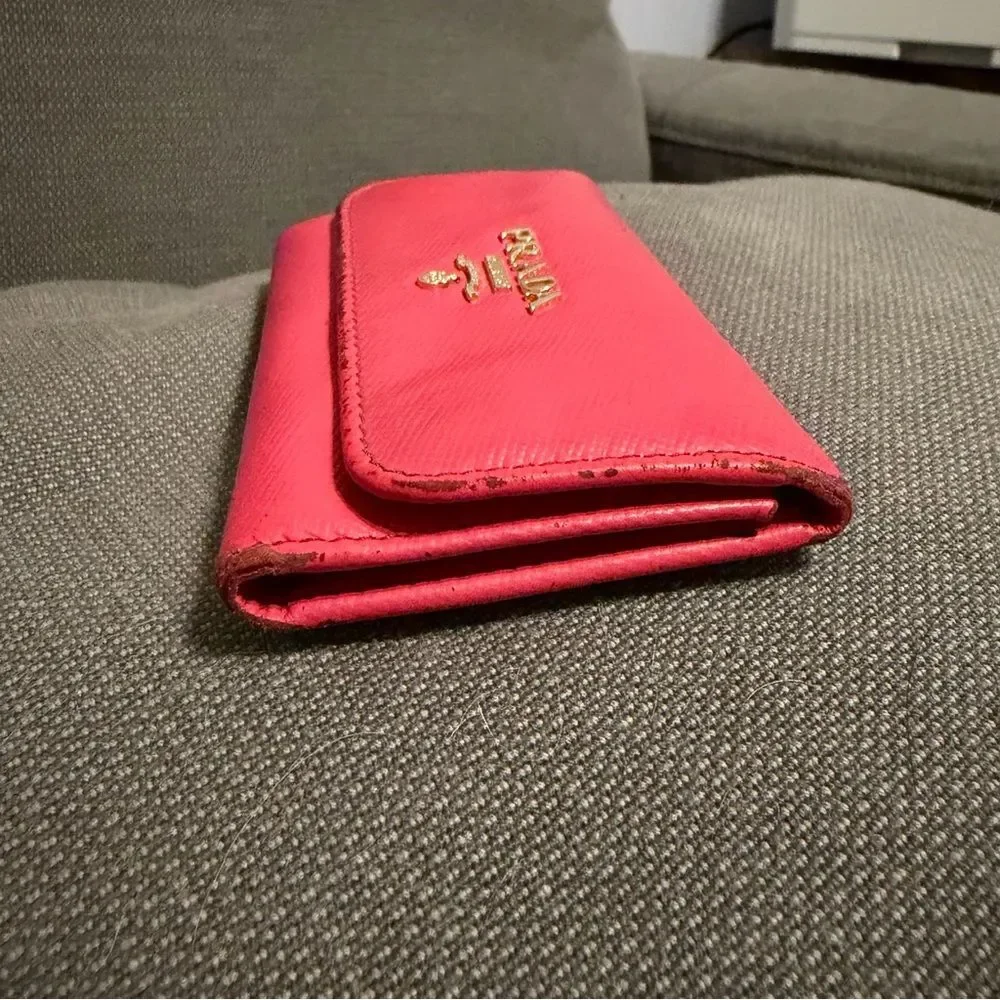Prada Pink Saffiano Leather Key Case - Peony Pink - Authentic